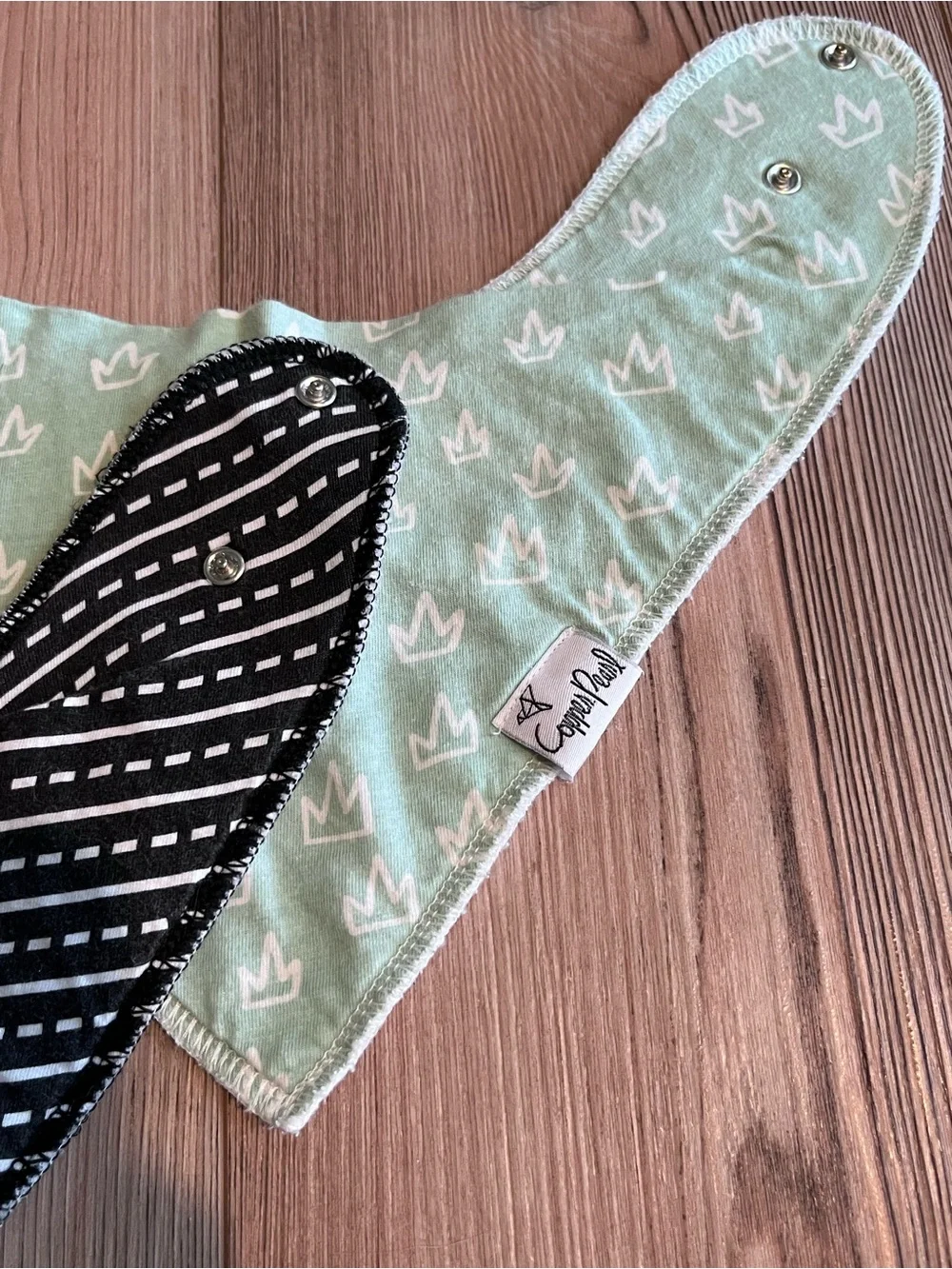 Copper Pearl Mint Crown & Black Stripe Bandana Bibs - 2 Pack